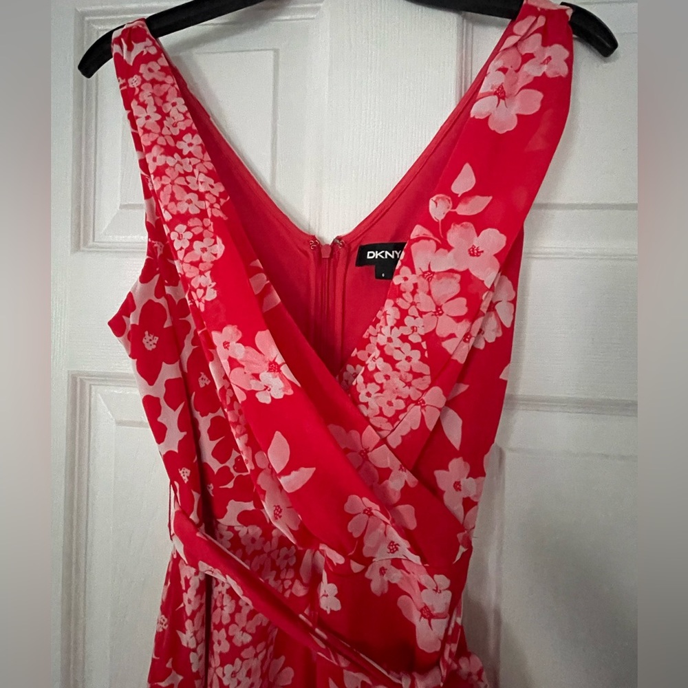 DKNY lined floral midi dress